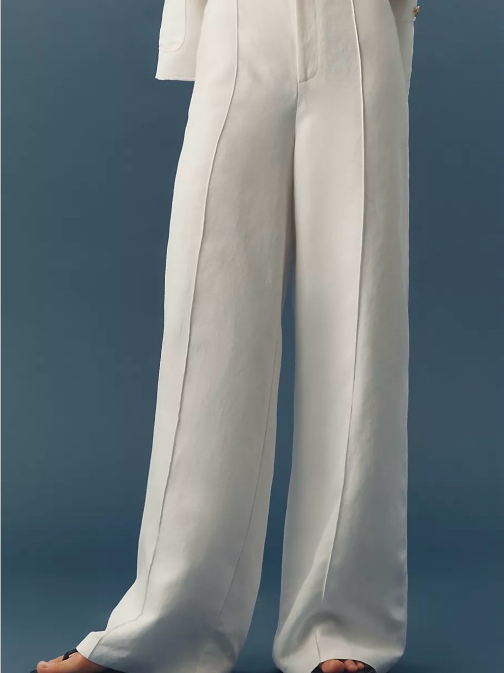 PAIGE Greyson White Linen Blend High Rise Wide Leg Pants Size XS - Picture 2 of 5